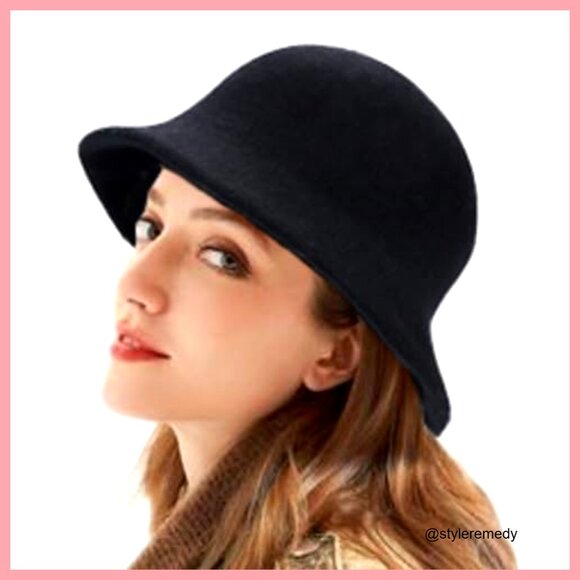Faux Wool Felt Bucket Hat Winter Warm Foldable Adjustable Rope main image 6